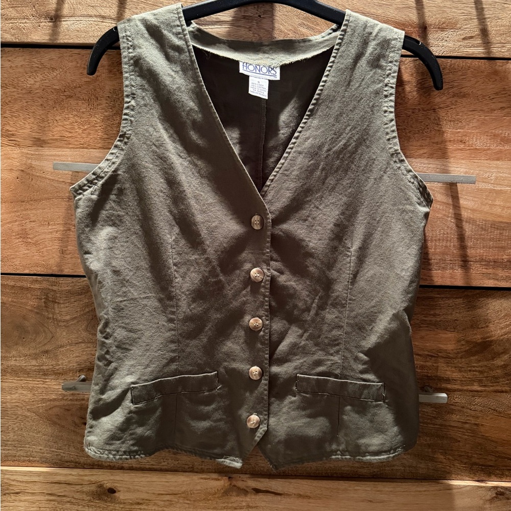 Olive Green Button-Up Vest